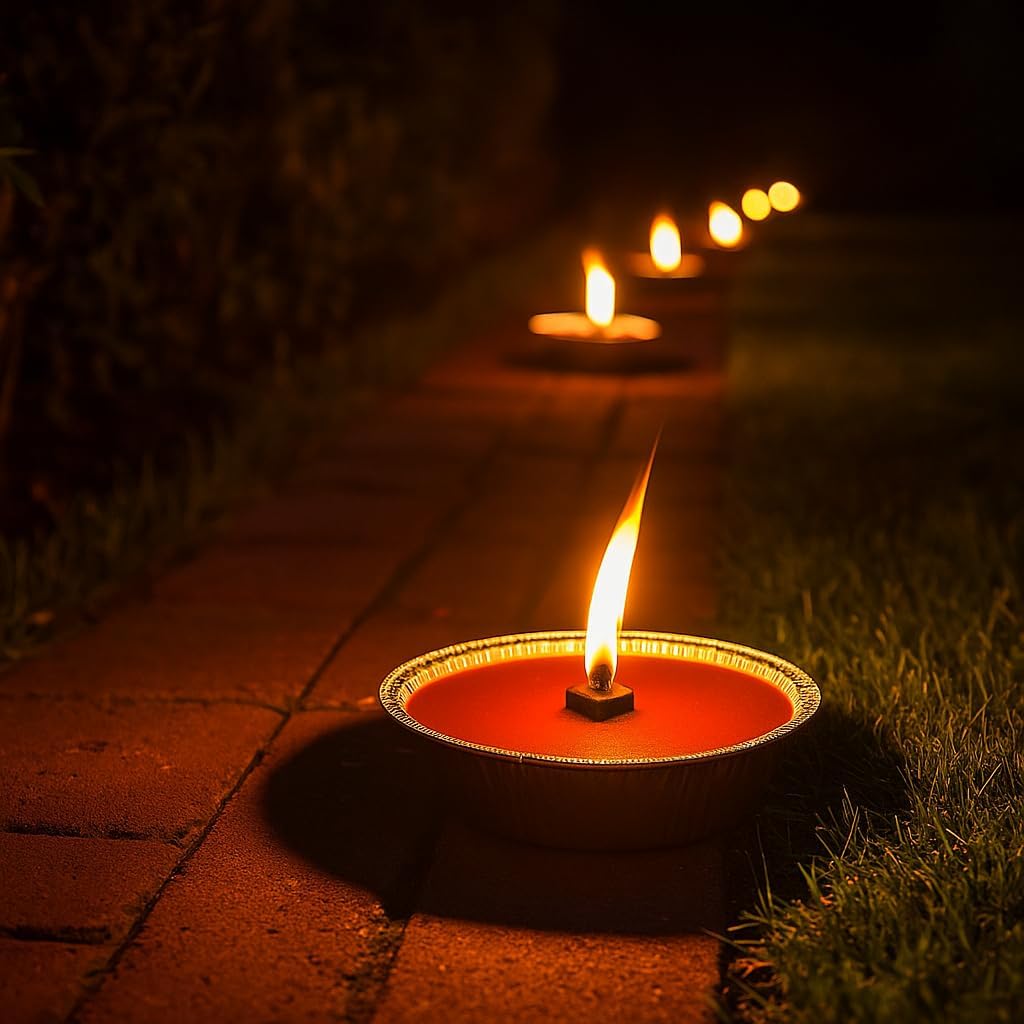 Fiaccole da Giardino in Alluminio Ø14 cm – Confezione da 12 – Cera Rossa – Durata 3 Ore – Antivento, Ideali per Esterni, Feste, Eventi, Atmosfera Romantica - Lemag srl