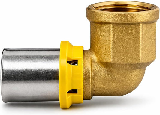 Raccordo Gas a Pressione Curvo 16x1/2" Femmina Gomito 90° per Tubo Multistrato Ø16 mm Attacco Filettato F Alta Tenuta LEMAG SRL - Lemag srl