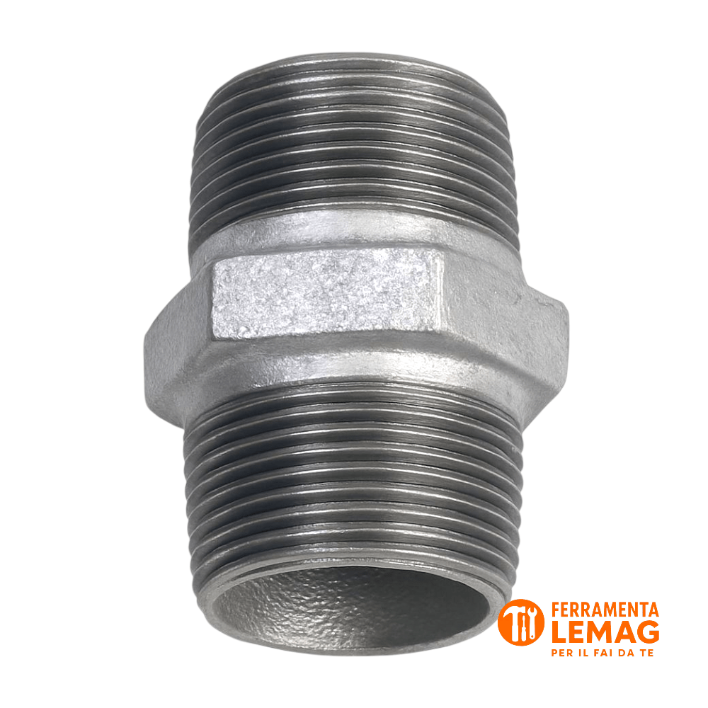 Nipplo zincato 1"1/2 doppia giunzione per tubo acqua raccordo in ferro filettato - Lemag srl