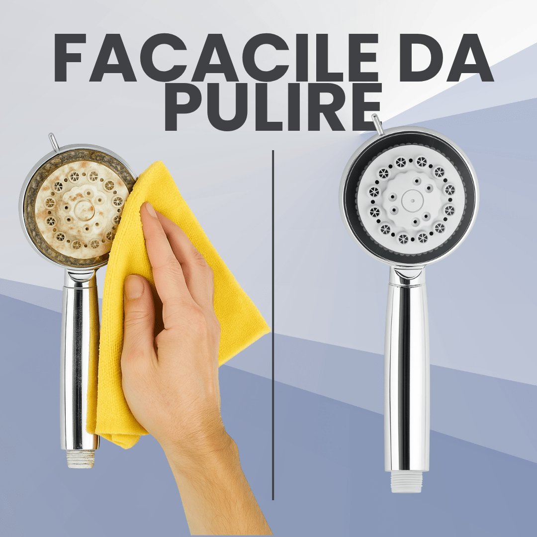 Soffione Doccia 8 Getti Cromato Universale Anticalcare Alta Pressione - Lemag srl
