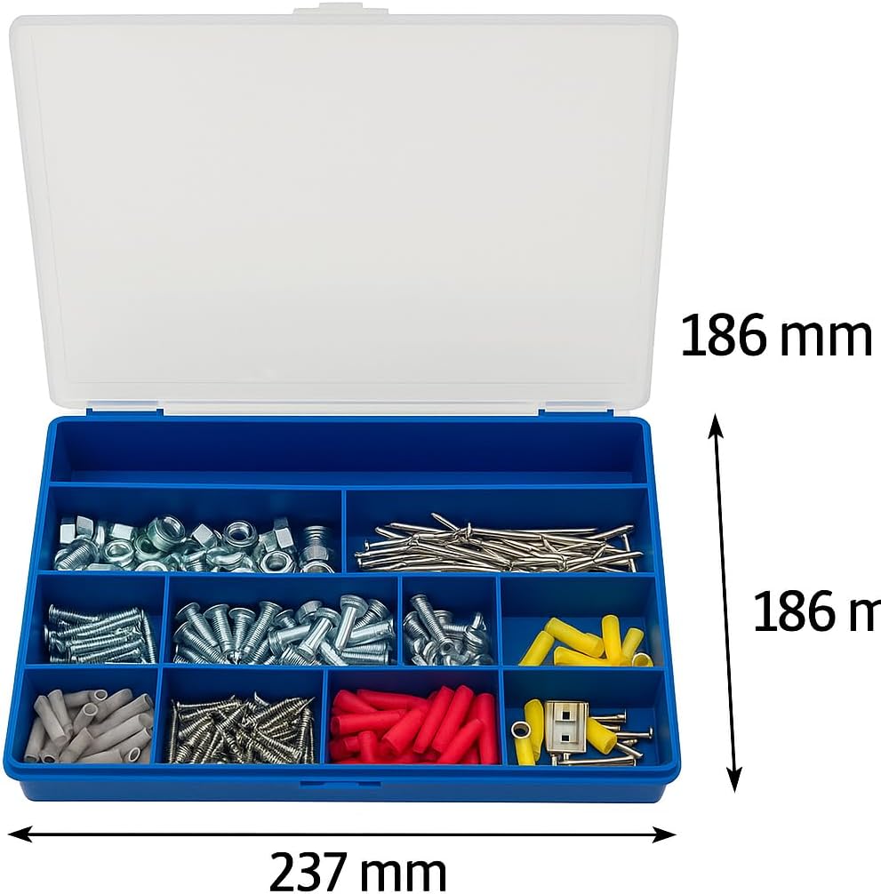 Cassetta Portaminuterie TERRY MIX F2 – Contenitore Organizer con Divisori Fissi – Dimensioni 237×186×38 mm – Robusta e Compatta per Viti, Dadi, Chiodi e Accessori - Lemag srl