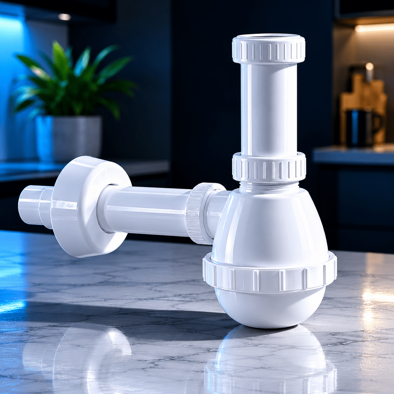 Sifone per Lavello Cucina 1 Via "Francia" – Attacco 1"1/2 | Scarico Ø32/40 mm | Sifone Cucina Universale Anti - Odore | Facile Installazione Fai da Te - Lemag srl