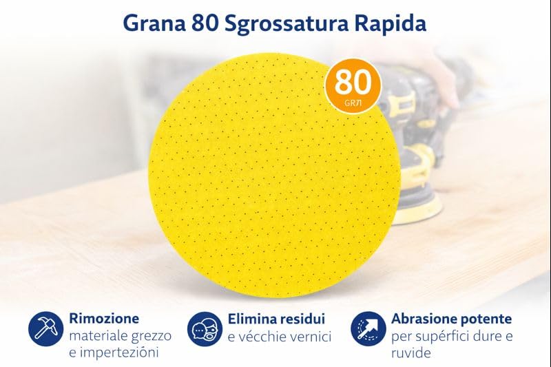 Dischi Abrasivi Ø 225 mm per Levigatrice – 2 Pezzi, Grana 80/180/220 - Lemag srl