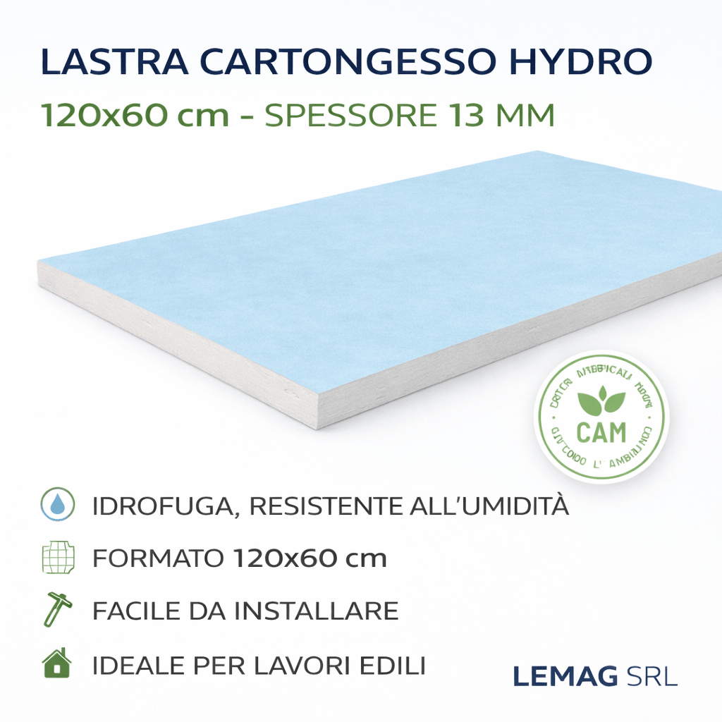 Lastra Cartongesso Fibrato Diamant HF 120x60 cm Spessore 13 mm – Pannello Rinforzato Alta Resistenza per Pareti e Contropareti – LEMAG SRL - Lemag srl