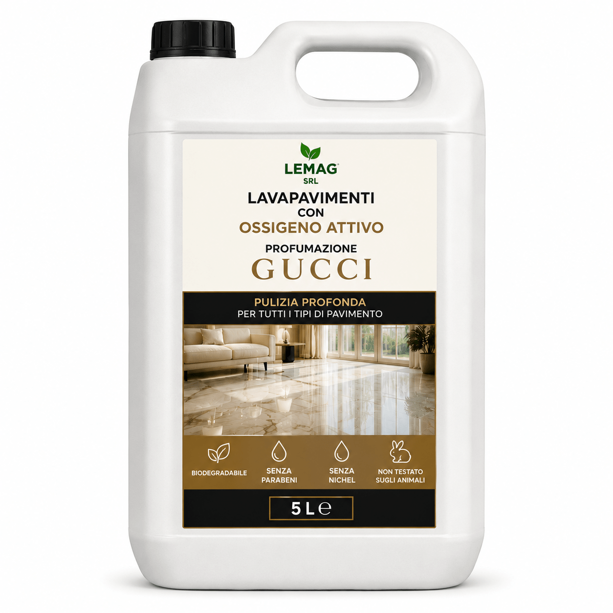 Lavapavimenti con Ossigeno Attivo Profumazione Luxury 1L e 5L Pulizia Profonda Pavimenti Biodegradabile - Lemag srl