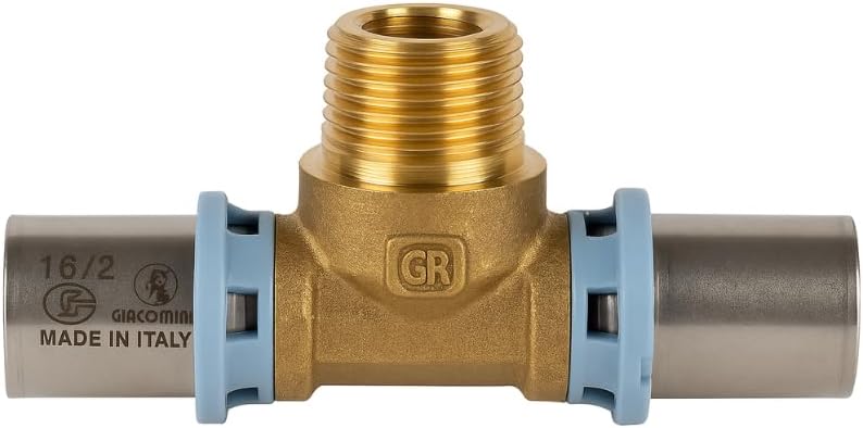 Raccordo a Pressione a T 16x16 Maschio in Ottone Nichelato - Lemag srl