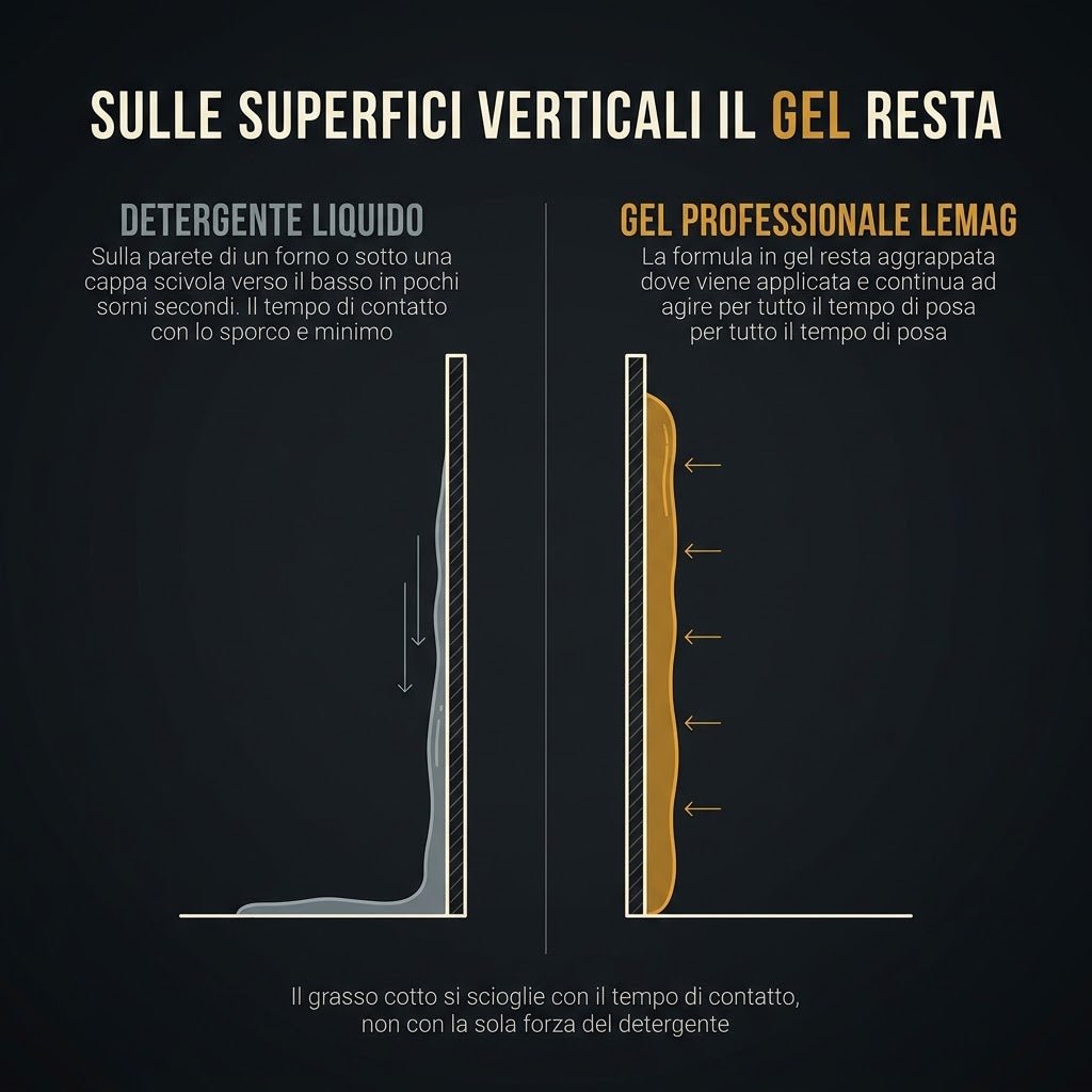 Sgrassatore Gel Professionale 5 Litri - Formula che Non Cola per Forno, Cappa, Griglie e Barbecue - Formato Ricarica per Cucine Professionali e Imprese di Pulizia - Lemag srl