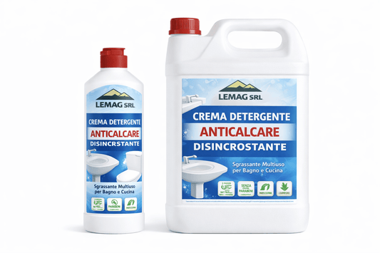 Crema Detergente Anticalcare Disincrostante 1L / 5L – Sgrassante Multiuso Bagno e Cucina – Biodegradabile – LEMAG SRL - Lemag srl