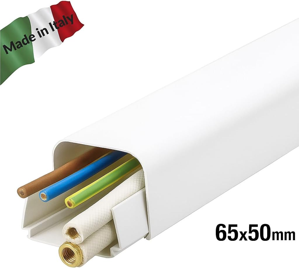 Canalina Clima 65x50 mm Bianco – Barra 2 m PVC Antiurto UV con Accessori – Lemag SRL - Lemag srl