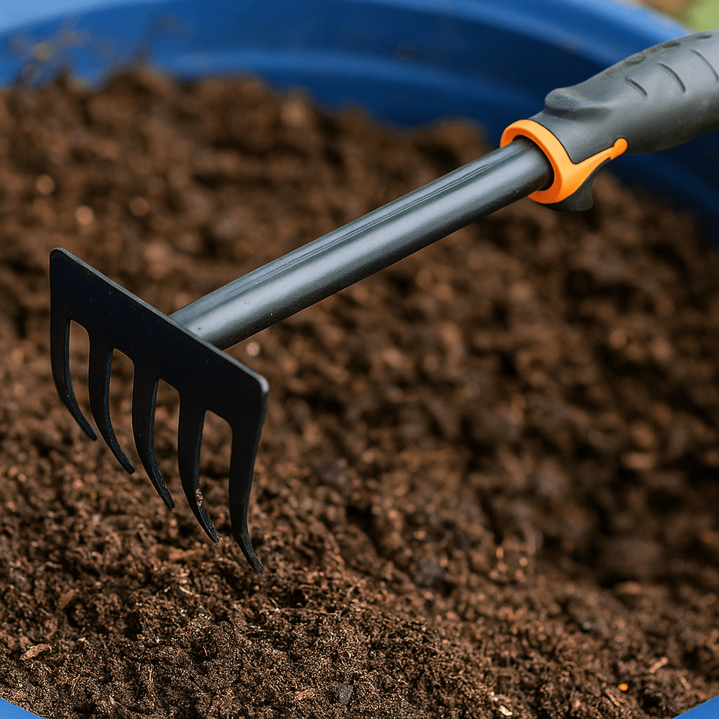 Rastrello Giardino 6 Denti Metallo 32 cm – Attacco Universale per Terriccio Lemag - Lemag srl