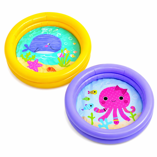 Piscina Baby Gonfiabile Animaletti Ø61x15 cm 2 Anelli - Lemag srl