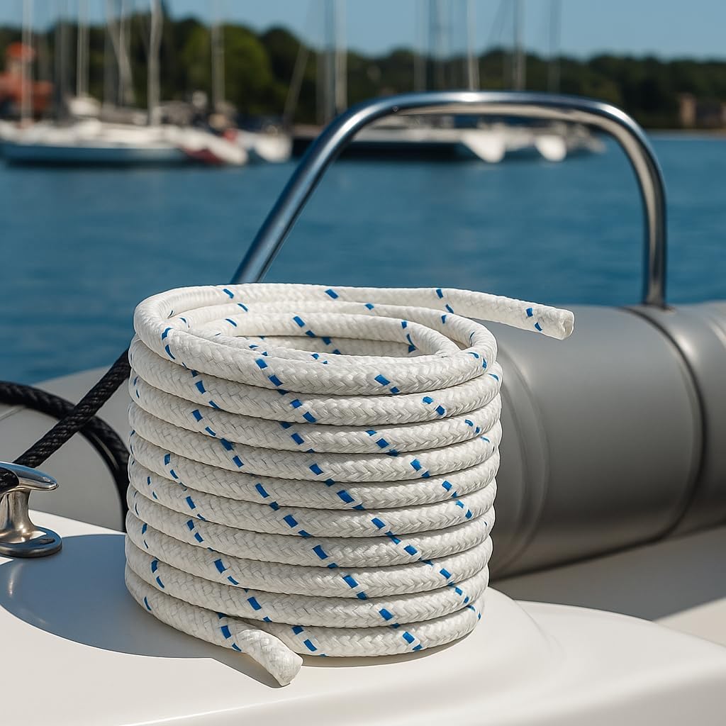 Treccia Multiuso Nautica 10 m – Bianco con Spia Blu Ø8/10/12/18 mm – Lemag SRL - Lemag srl