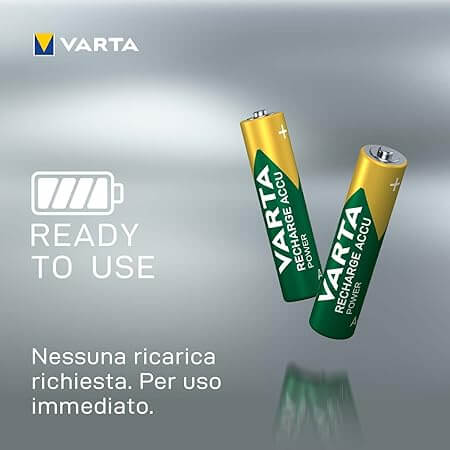 VARTA Batterie Ricaricabili AAA Ready2Use 800mAh – Pacco da 2, Ni - MH 1,2V - Lemag srl