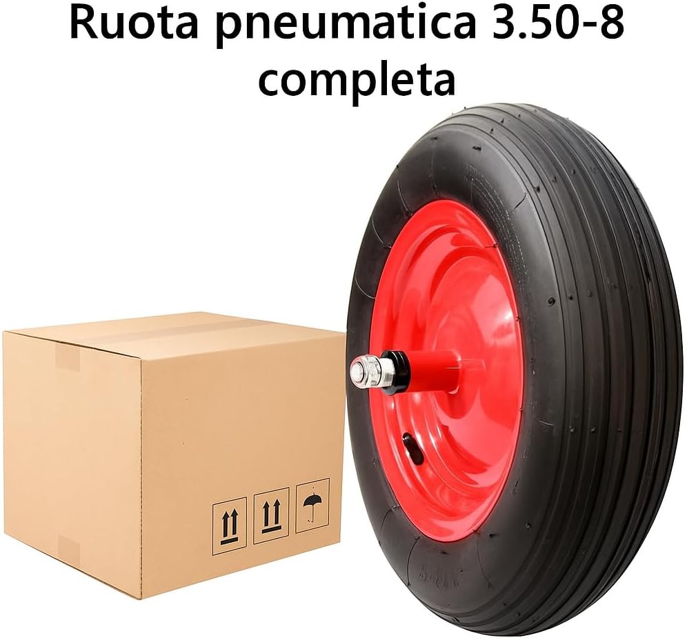Ruota Pneumatica 3.50-8 per Carriola Vespa – Asse 155 mm - Lemag srl