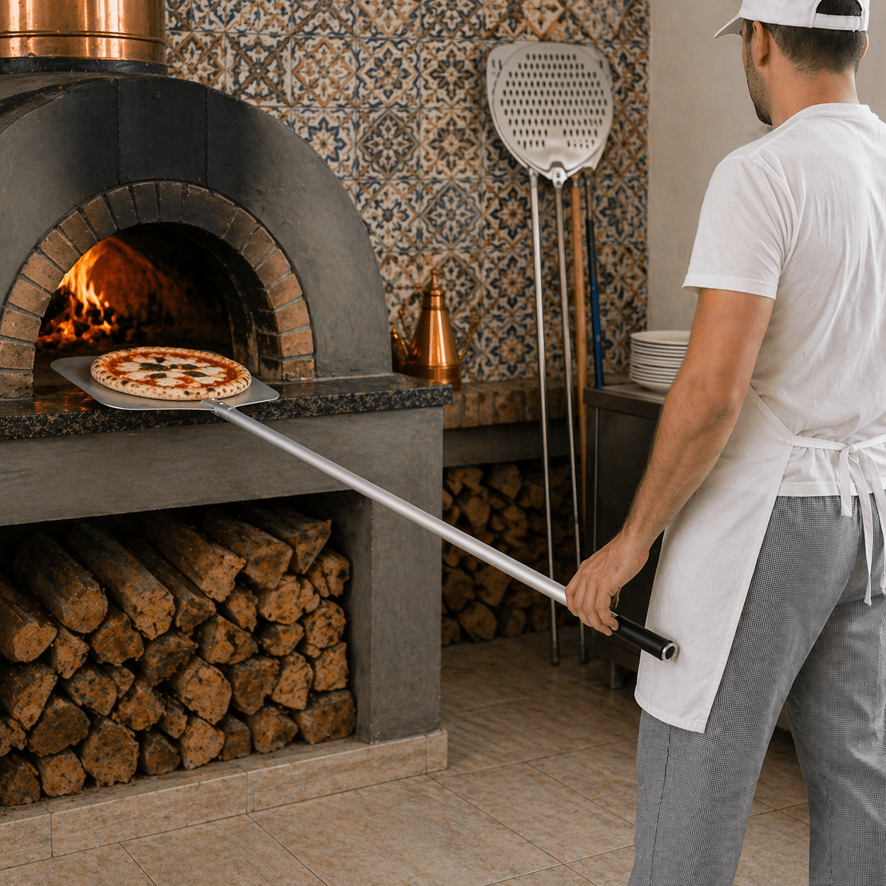 Pala Pizza Alluminio con Manico 170 cm 33x29 cm - Lemag srl