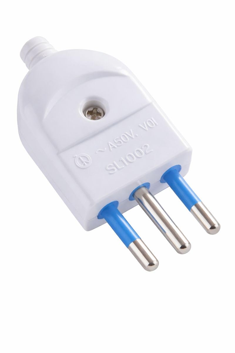 Spina Diritta 10A + T Bianca per Presa Italiana Standard Corpo Isolante Resistente Collegamento Sicuro per Cavi Elettrici Uso Domestico e Professionale - Lemag srl