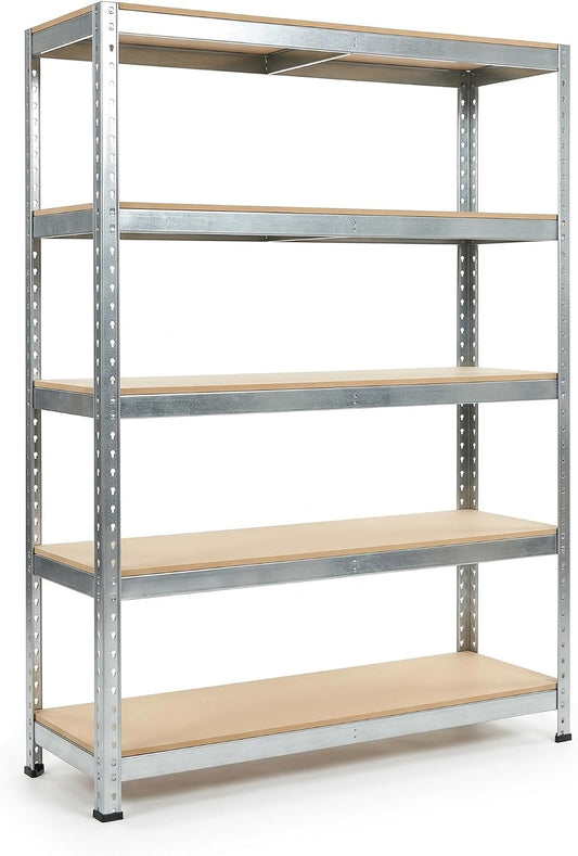 Scaffale Metallo 5 Ripiani 90x40x180h cm – Portata 875 kg Carico Pesante – Scaffalatura Zincata Heavy Duty Montaggio a Incastro Senza Bulloni per Garage Magazzino Cantina - Lemag srl