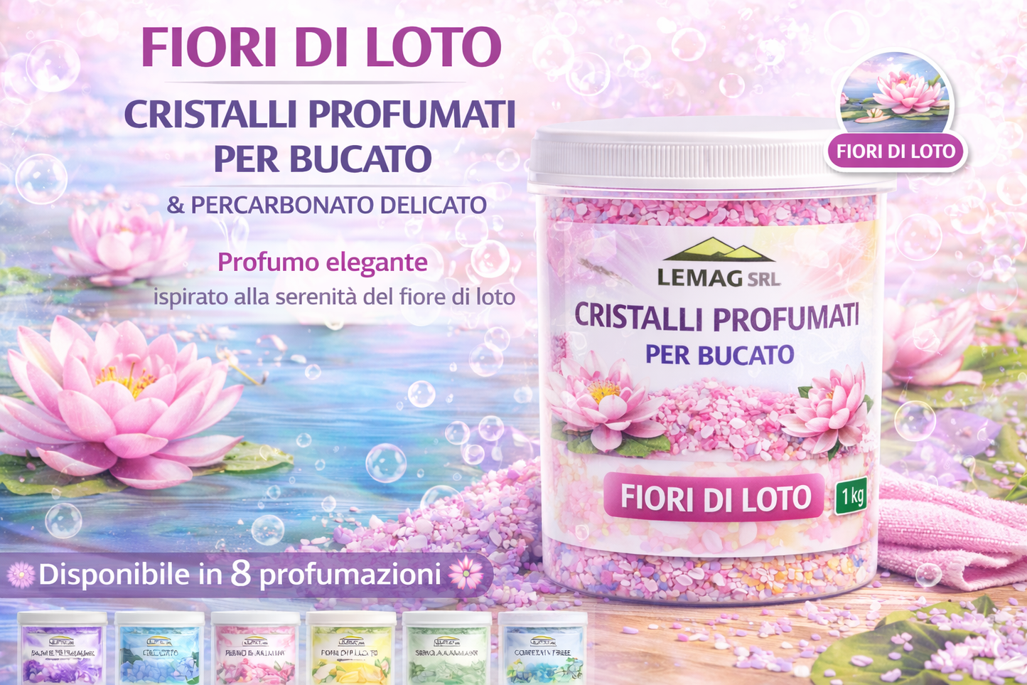 Cristalli Profumati Bucato 1 Kg con Percarbonato – Ammorbidente Naturale e Candeggiante Delicato – Nickel Free – LEMAG SRL - Lemag srl