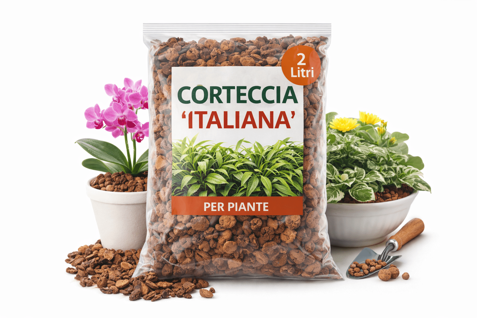 Corteccia Italiana per Piante 2 Litri – Pacciamatura Naturale per Vasi, Fioriere e Giardino – Decorativa e Protettiva - Lemag srl