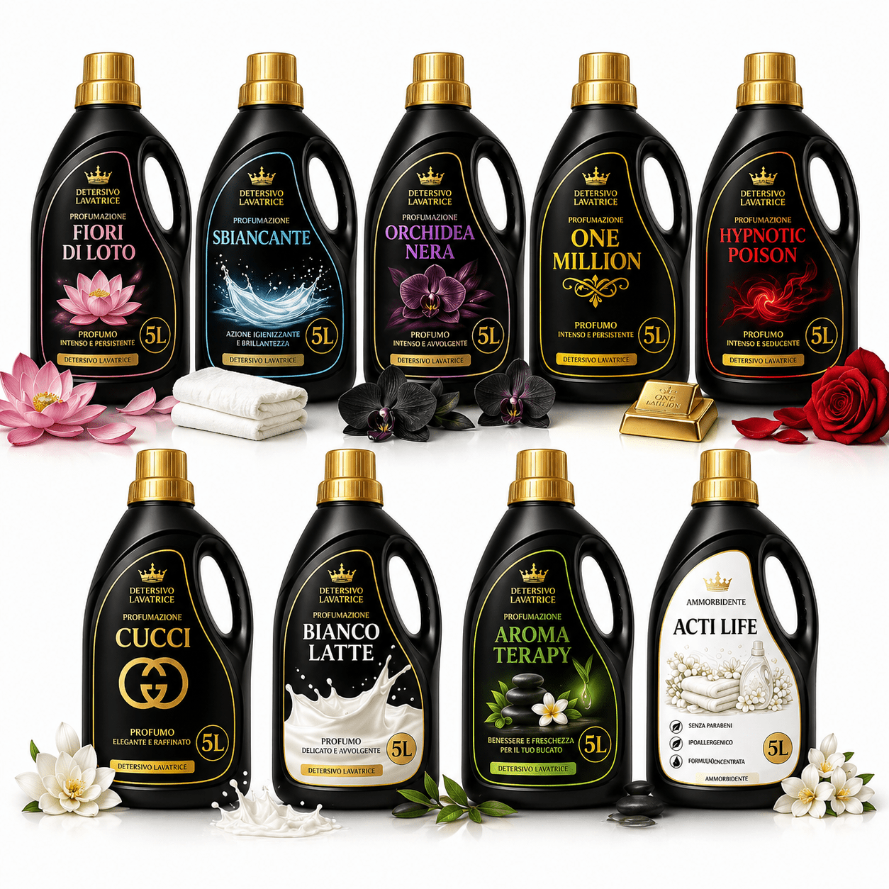 Detersivo Lavatrice Ecologico Biodegradabile 1L/5L – Senza Parabeni – Nickel Tested – Non Testato su Animali – Profumazioni Assortite - Lemag srl