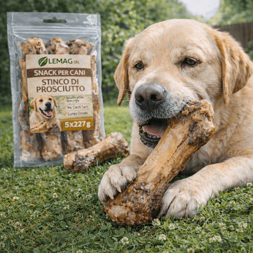 Snack per Cani Stinco di Prosciutto 5 Pezzi 227 g Masticativo Naturale Igiene Dentale - Lemag srl