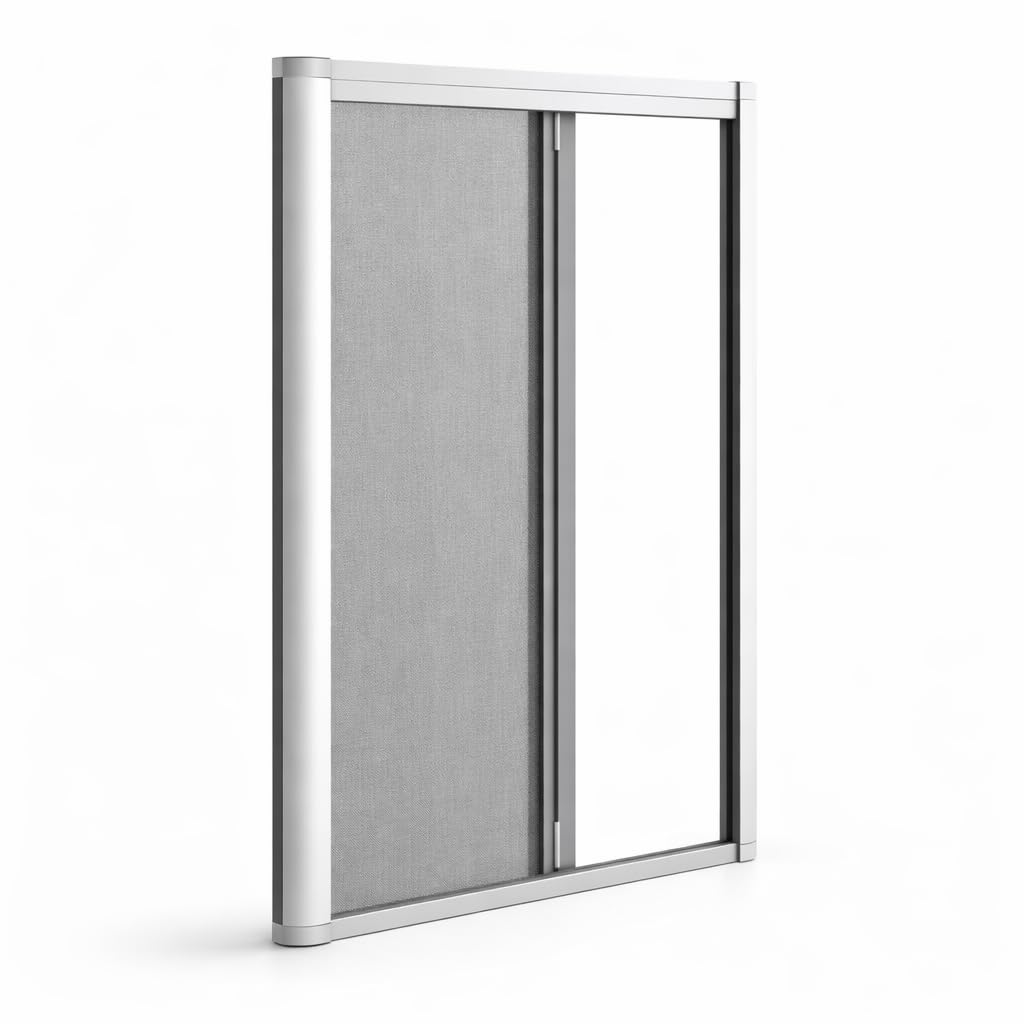 Zanzariera Professionale KLIP 40 Porta Finestra – Larghezze 100, 130, 160 cm – H fino 250 cm – Alluminio Estruso – Guida Bassa 23 mm – Sistema Antivento – Bianca o Avorio - Lemag srl