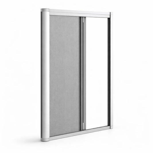 Zanzariera Professionale KLIP 40 Porta Finestra – Larghezze 100, 130, 160 cm – H fino 250 cm – Alluminio Estruso – Guida Bassa 23 mm – Sistema Antivento – Bianca o Avorio - Lemag srl