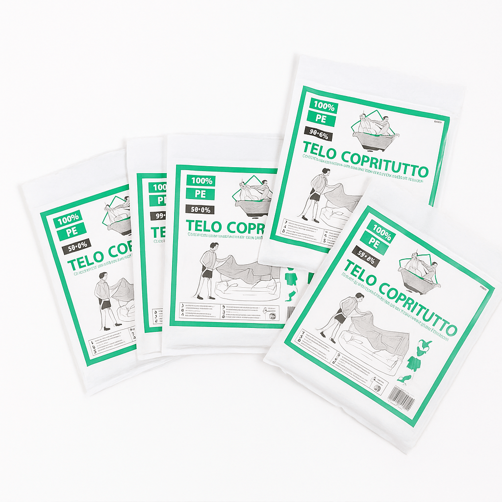 Set 5 Teli Protettivi 4x4 m – Polietilene Impermeabile Antipolvere – Lemag SRL - Lemag srl