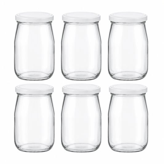 Vaso in Vetro per Passata 720 cc Ø 53 mm con Tappo Compreso Confezione 6 Pezzi Barattolo per Conserve Salsa Pomodoro Marmellata - Lemag srl