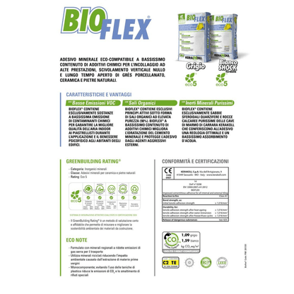 Adesivo Bioflex Kerakoll Bianco – Sacco da 25 kg – Flessibile e Eco - Compatibil - Lemag srl