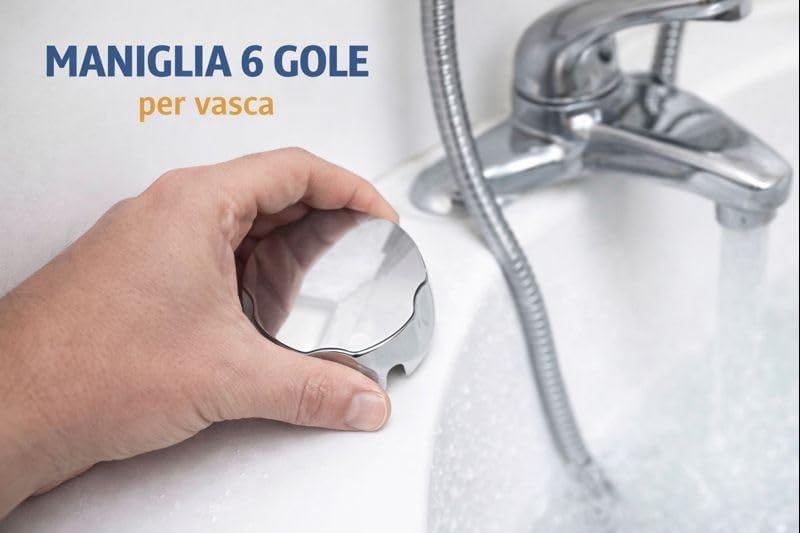 Maniglia 6 Gole per Vasca – Ricambio per Apertura/Chiusura e Regolazione – Impugnatura di Ricambio Resistente – Facile Installazione - Lemag srl