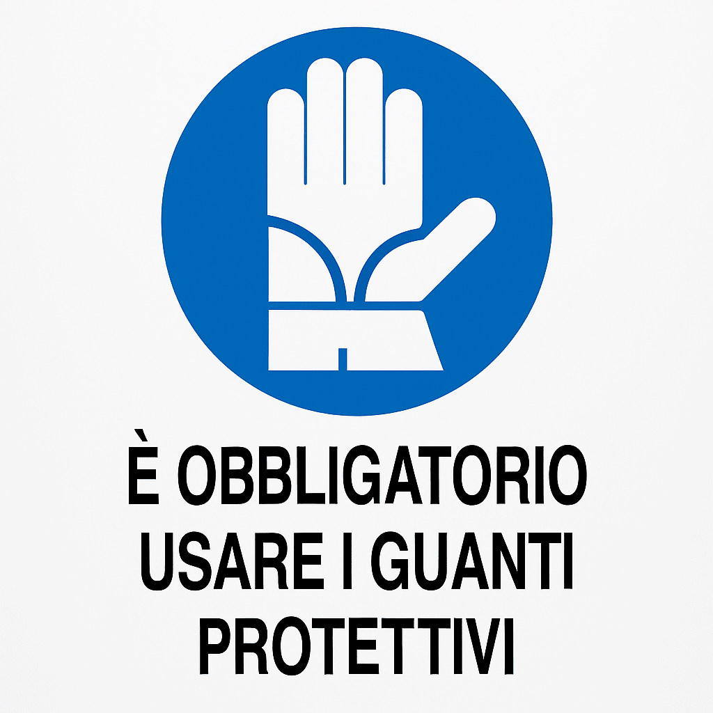 Cartello Obbligatorio Usare i Guanti Protettivi 35x33 cm Segnaletica Sicurezza - Lemag srl
