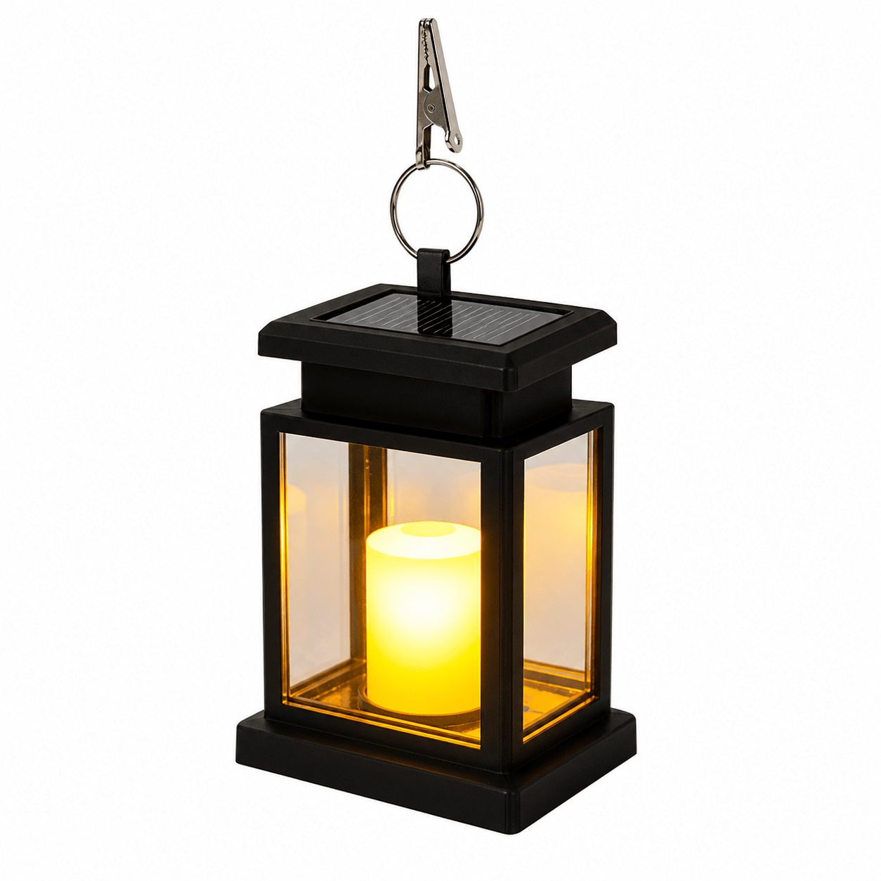 Lanterna Solare Candela Flame 2000K IP55 con Clip Molletta in Acciaio Luce Calda 5LM per Giardino Balcone Esterno - Lemag srl