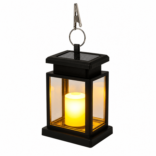 Lanterna Solare Candela Flame 2000K IP55 con Clip Molletta in Acciaio Luce Calda 5LM per Giardino Balcone Esterno - Lemag srl