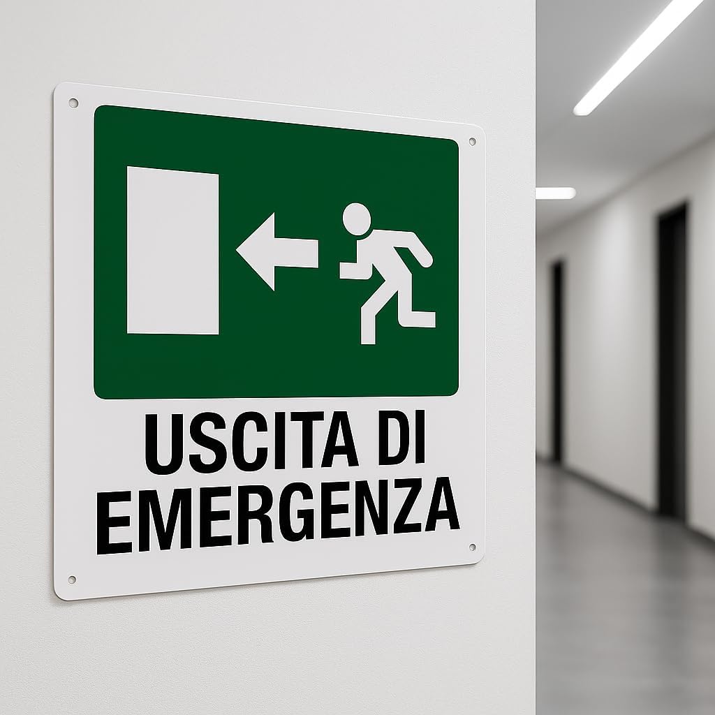 Cartello Uscita di Emergenza 35x33 cm – PVC Rigido per Cantiere - Lemag srl