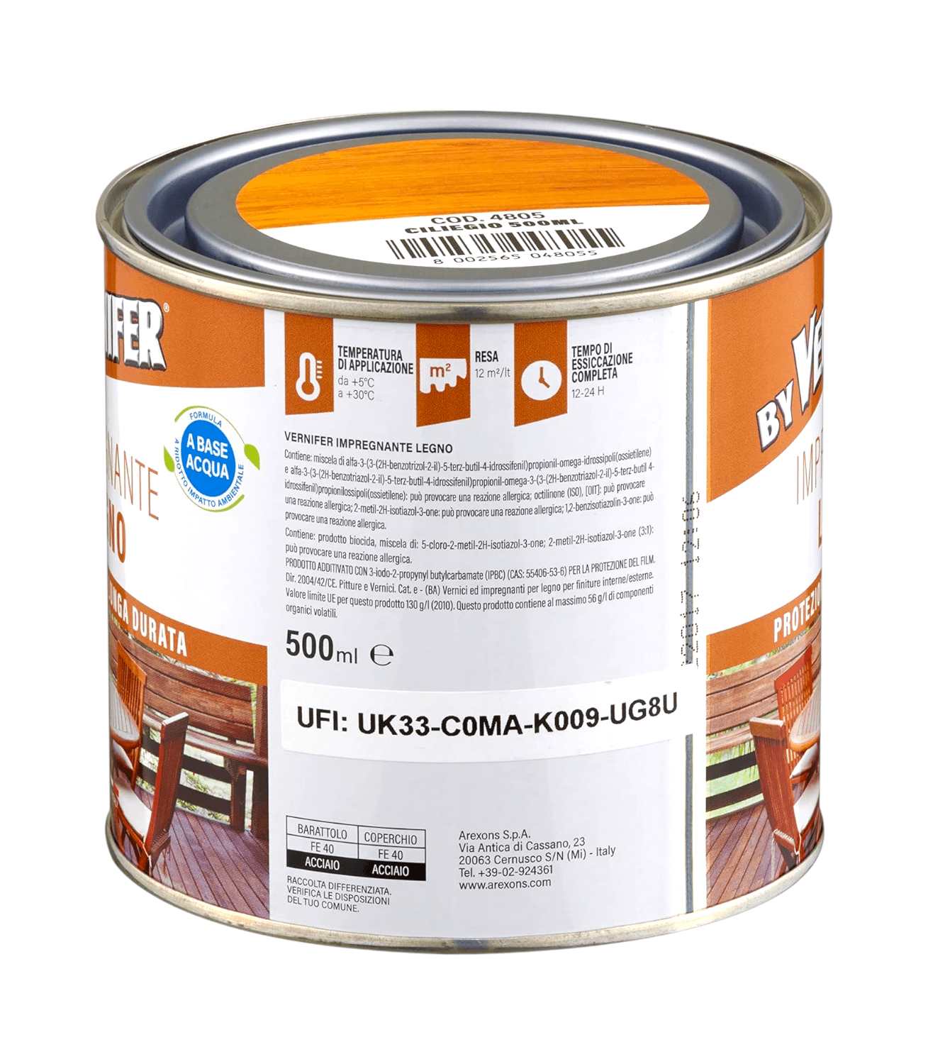 Vernifer Impregnante all’Acqua 500ml Ciliegio Legno Esterni Interni - Lemag srl - Lemag srl