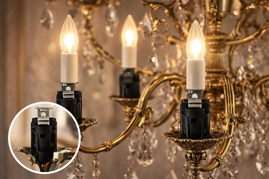 Portalampada E14 per candela Ø 24 mm lunghezza 65 mm, confezione 5 pezzi – dettaglio