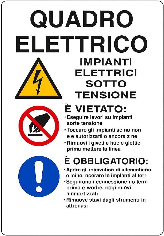 Cartello Quadro Elettrico 40x60 cm in PVC Rigido – Anti-UV - Lemag srl