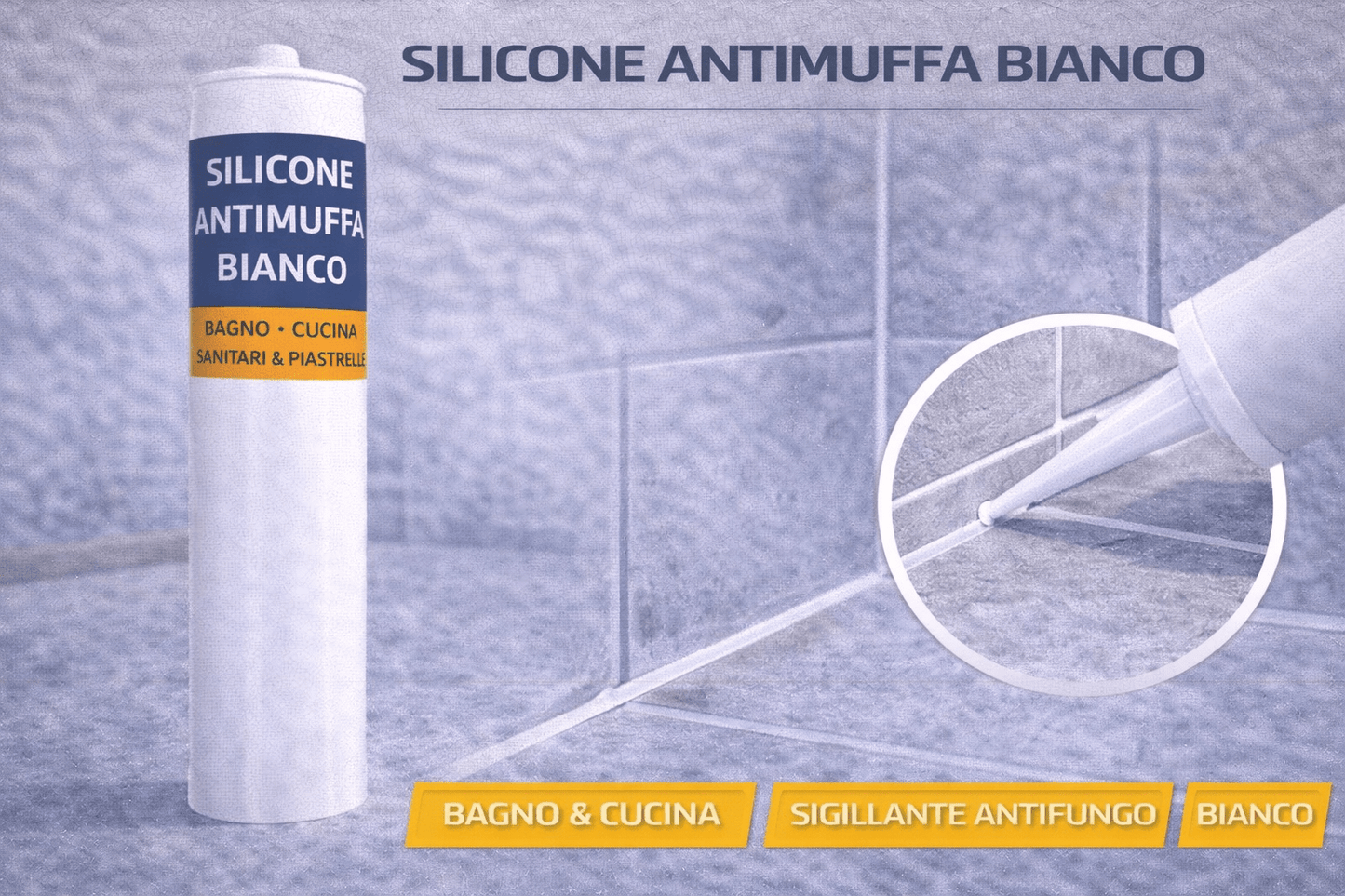 Silicone Antimuffa Bianco Sigillante Bagno Cucina Sanitari Piastrelle - Lemag srl