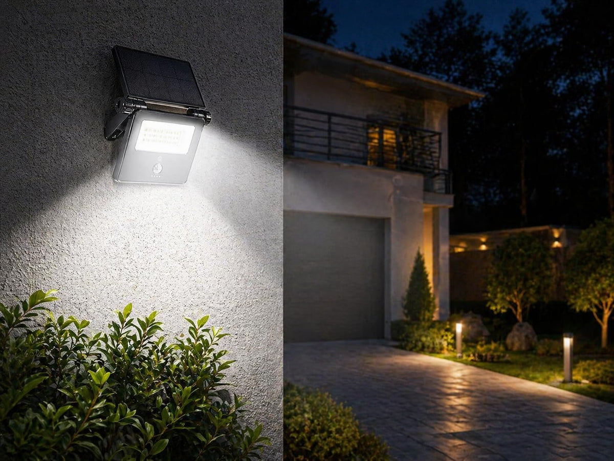 Faretto solare LED 15W 1500 lm IP65 con sensore PIR e telecomando – telecomando e modalità