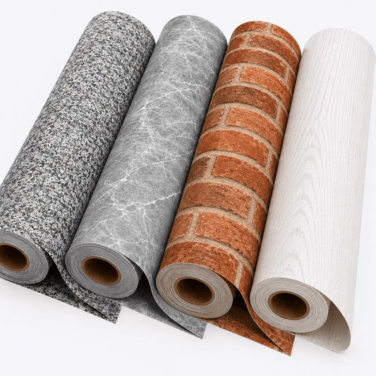 Pellicola Adesiva Decorativa 45 cm x 15 m Rotolo Rivestimento Mobili Pareti 4 Colori Granito Marmo Mattone Frassino - Lemag srl