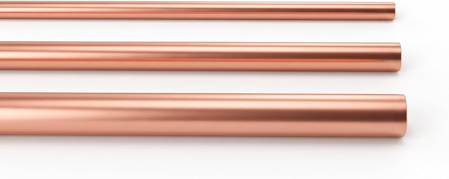 Tubo di rame in barra nudo da 2 m conforme EN 1057 per impianti idraulici di acqua potabile, gas e riscaldamento.