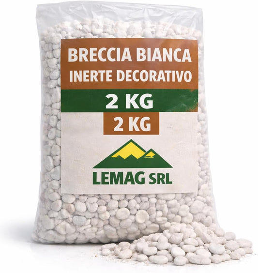 Breccia bianca decorativa 2 kg per giardino, vasi e aiuole