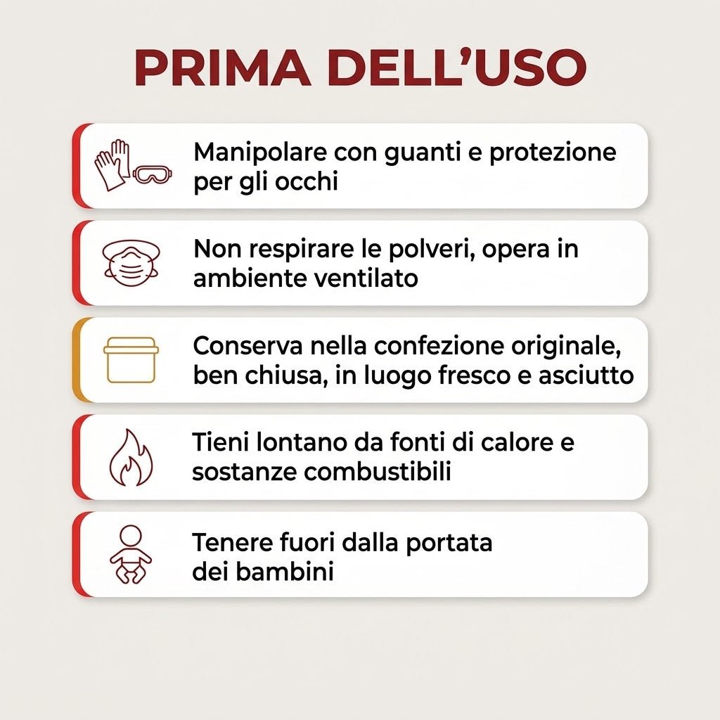 Precauzioni e istruzioni prima dell'uso per il sifone lavello doppia vasca: guanti, ventilazione e conservazione sicura.