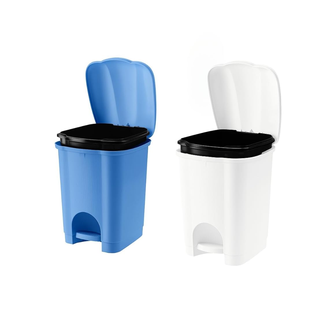 Cestino Carolina a Pedale con Secchio Interno Estraibile – 6L e 11L – Colori Bianco o Azzurro – Compatta, Igienica, Facile da Pulire - Lemag srl