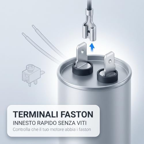 Condensatore di Marcia 450 V per Motori Monofase – 1,5 / 2 / 2,5 / 3,15 µF – Terminali Faston - Lemag srl