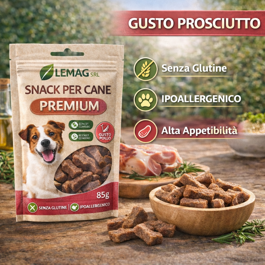 Snack per Cane Premium 5 Confezioni da 85 g Senza Glutine Ipoallergenico Addestramento LEMAG SRL - Lemag srl