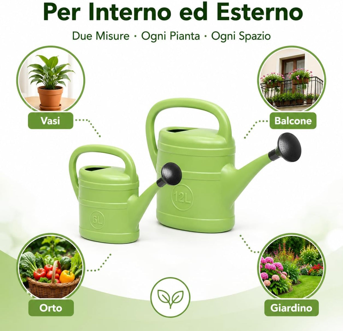 Set 2 Annaffiatoi 6 L + 12 L con Doccetta – Plastica Made in Italy - Lemag srl