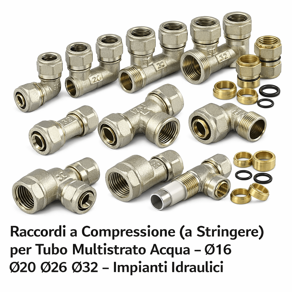 Raccordi a Compressione (a Stringere) per Tubo Multistrato Acqua – Ø16 Ø20 Ø26 Ø32 – Impianti Idraulici - Lemag srl