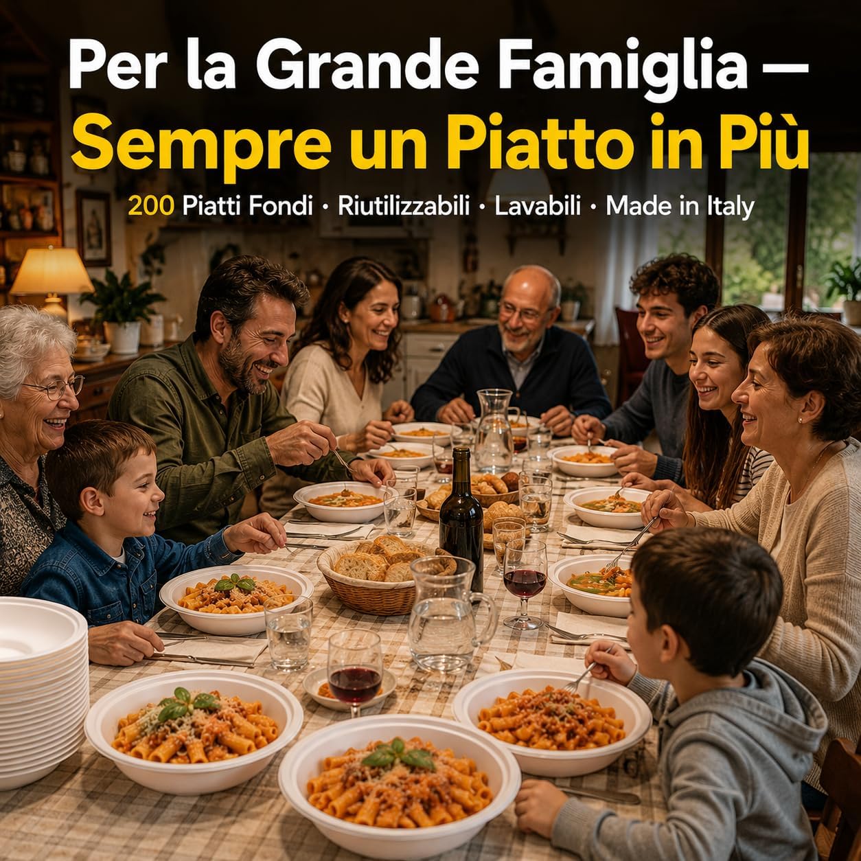 200 Piatti Fondi Riutilizzabili – 10 Conf. × 20 pz | Resistenti e Impilabili | Ristorante Mensa Catering Sagre | Famiglia Numerosa | Made in Italy - Lemag srl